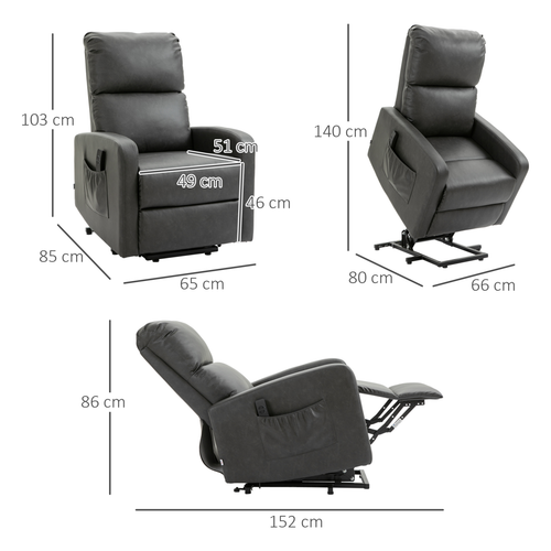 Riser and Recliner Chair, Lift Chair for Living Room w/ Remote, Grey HOMCOM