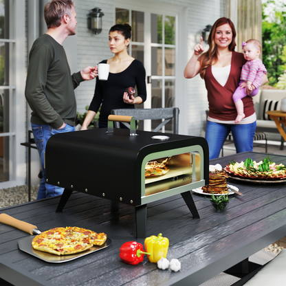 Outsunny Outdoor Tabletop Gas Pizza Oven with 12" Pizza Stone &amp; Peel, Black