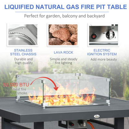 Outsunny 6-Piece Garden Furniture Set with Firepit Table Outdoor Sofa Aluminum