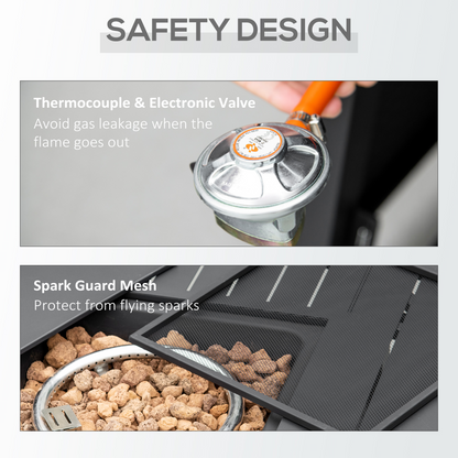 Outsunny 50,000 BTU Gas Firepit Table with Protective Cover, Spark Guard