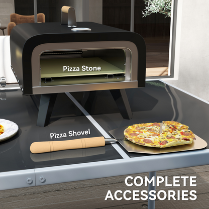 Outsunny Outdoor Tabletop Gas Pizza Oven with 12" Pizza Stone &amp; Peel, Black