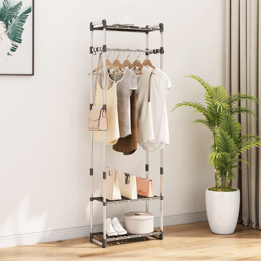 3-Tier Clothes Rack Silver 59x29x192 cm Aluminum
