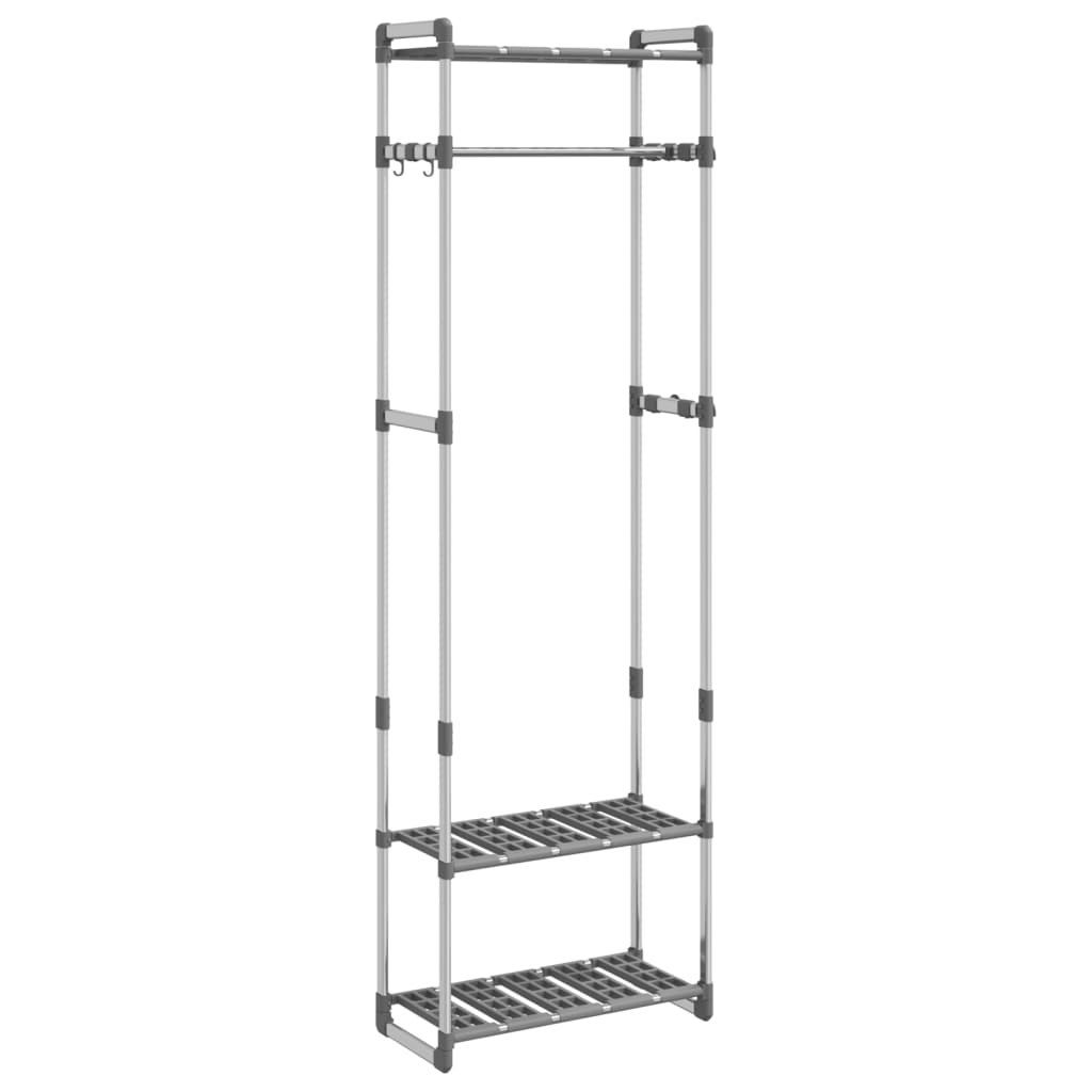 3-Tier Clothes Rack Silver 59x29x192 cm Aluminum