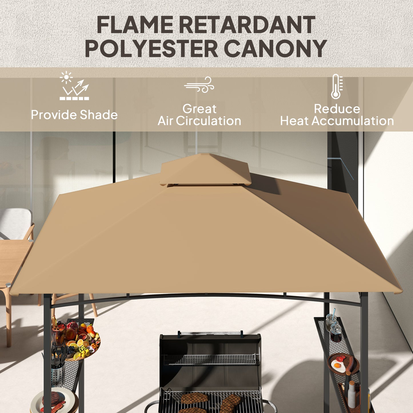 Outsunny Outdoor Double-tier BBQ Gazebo Shelter Grill Canopy Barbecue Tent