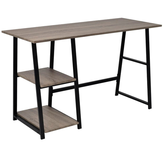 Desk with 2 Shelves Gray and Oak