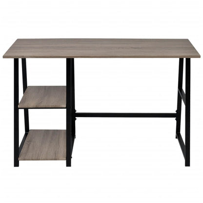 Desk with 2 Shelves Gray and Oak