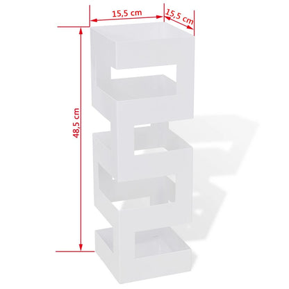 White Square Umbrella Stand Storage Holder Walking Stick Steel 48.5 cm