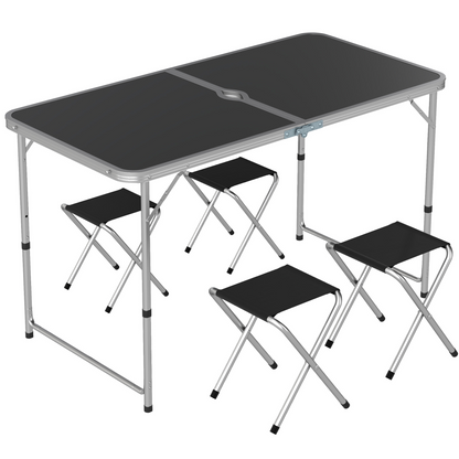 Outsunny Camping Table and Chairs Outdoor Indoor Use for BBQ Picnic Garden