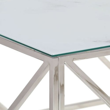 vidaXL Coffee Table Silver Stainless Steel and Tempered Glass