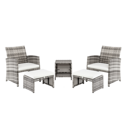 5pcs 2 Chairs 2 Footstools 1 Coffee Table Combination Sofa Gray Gradient