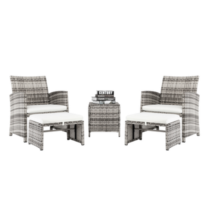 5pcs 2 Chairs 2 Footstools 1 Coffee Table Combination Sofa Gray Gradient
