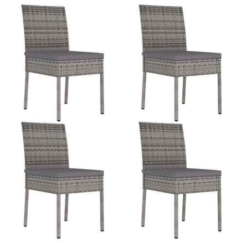 Garden Dining Chairs 4 pcs Poly Rattan Gray