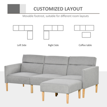 Upholstered Sofa bed Reversible Sectional Sofa Set Sleeper with Footstool