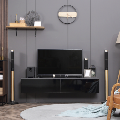 Floating TV Unit Stand, Wall Mount Media Console with Storage Cupboards