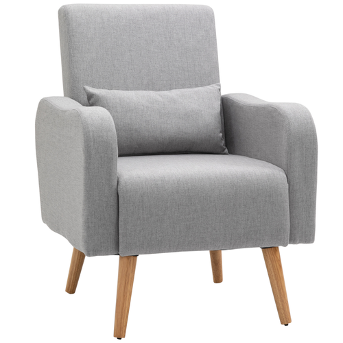 Nordic Leisure Lounge Sofa Accent Chair with Pillow for Bedroom Gray