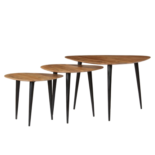 vidaXL Coffee Table Set 3 Pieces Solid Acacia Wood