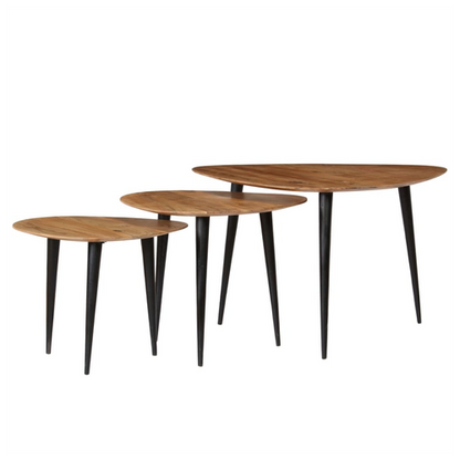 vidaXL Coffee Table Set 3 Pieces Solid Acacia Wood