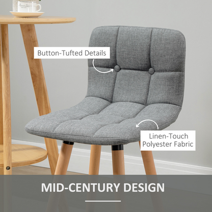 Bar stool Set of 2 Armless Button-Tufted Counter Height Bar Chairs Gray