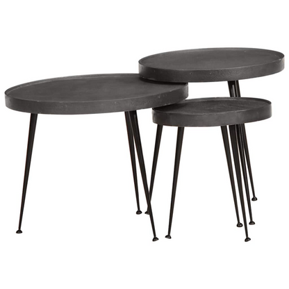 Coffee Table 3 pcs Black Engineered Wood