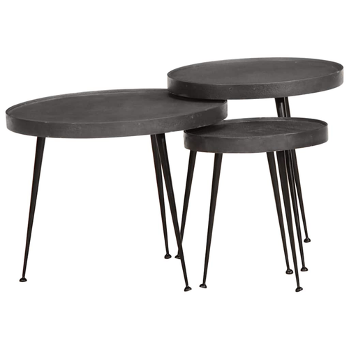 Coffee Table 3 pcs Black Engineered Wood