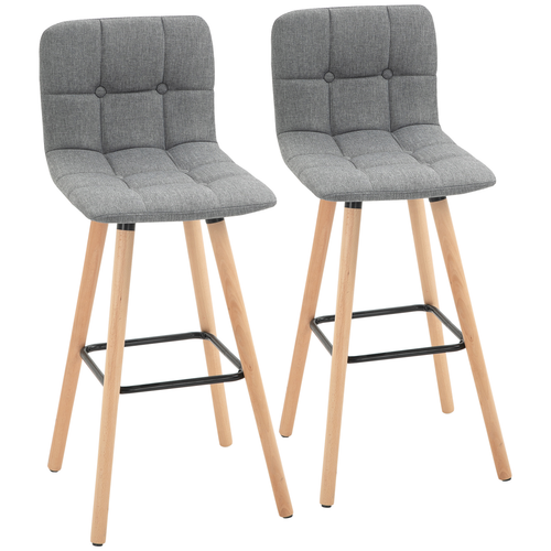 Bar stool Set of 2 Armless Button-Tufted Counter Height Bar Chairs Gray