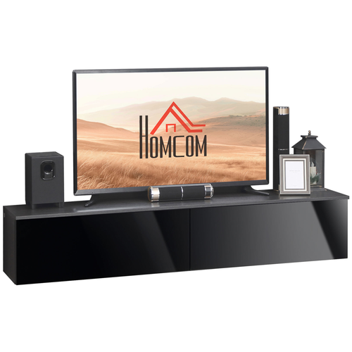 Floating TV Unit Stand, Wall Mount Media Console with Storage Cupboards