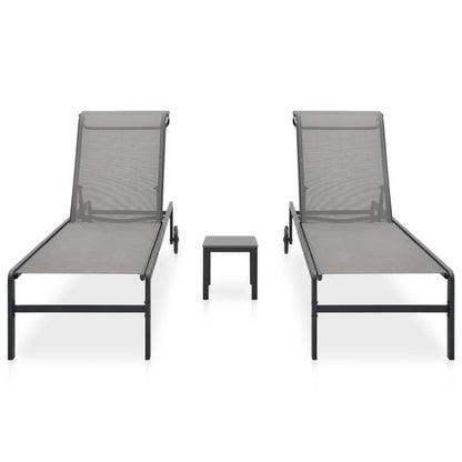 Sun Loungers 2 pcs with Table Textilene and Steel