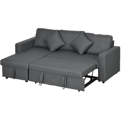 HOMCOM Corner Sofa Bed with Storage, 3 Seater Pull Out Sofa Bed, Dark Gray