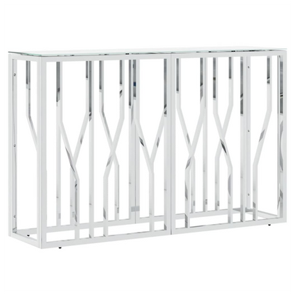 vidaXL Console Table Silver 110x30x70 cm Stainless Steel and Glass