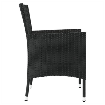 vidaXL Garden Chairs with Cushions 2 pcs Black Poly Rattan