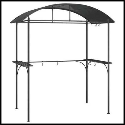 BBQ Gazebo with Side Shelves Anthracite 220x115x230 cm Steel