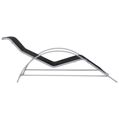Sun Loungers 2 pcs with Table Aluminum Black