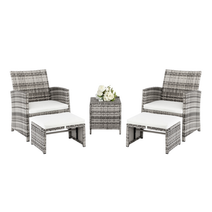 5pcs 2 Chairs 2 Footstools 1 Coffee Table Combination Sofa Gray Gradient