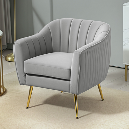 HOMCOM Velvet-Look Shell Shaped Chair with Thick Padded Seat, Gray
