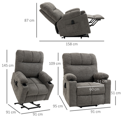 HOMCOM Heavy Duty Riser and Recliner Chair Lift Chair for the Elderly, Gray