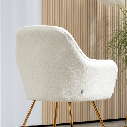 HOMCOM Accent Chair Set of 2, Cashmere Armchair with Steel Legs, Cream White