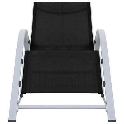 Sun Loungers 2 pcs with Table Aluminum Black