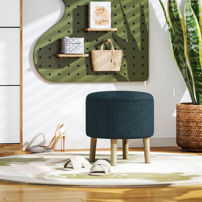 HOMCOM Storage Ottoman, Round Stool Chair with Cushioned Top, Hidden Space
