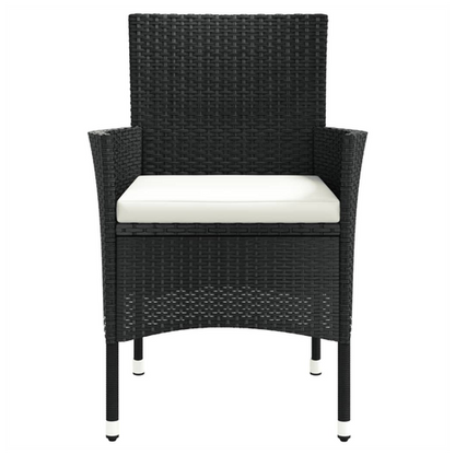 vidaXL Garden Chairs with Cushions 2 pcs Black Poly Rattan