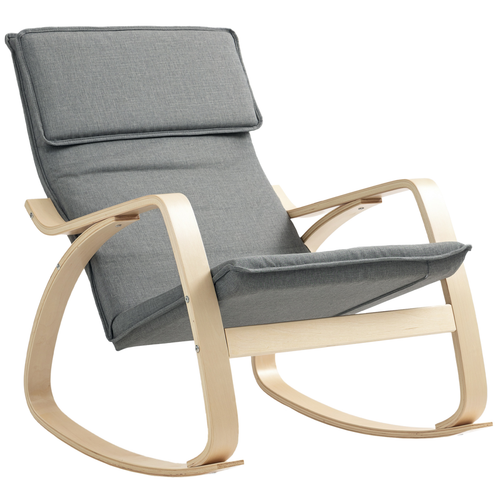 HOMCOM Comfortable Relax Rocking Chair with High Back, Gray