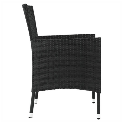 Garden Chairs with Cushions 4 pcs Black Poly Rattan
