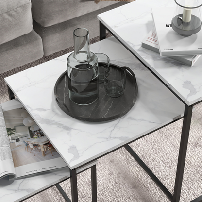 HOMCOM Nesting Coffee Tables Set of 3 Stacking Sofa Side Tables White