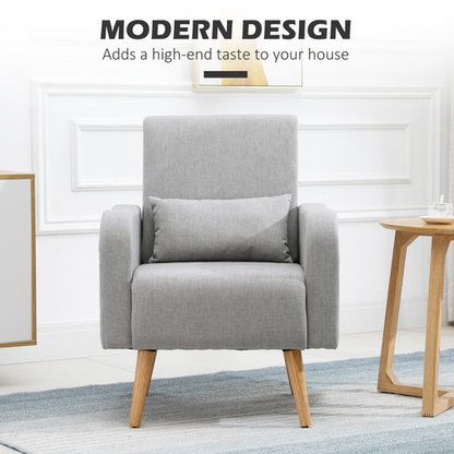 Nordic Leisure Lounge Sofa Accent Chair with Pillow for Bedroom Gray