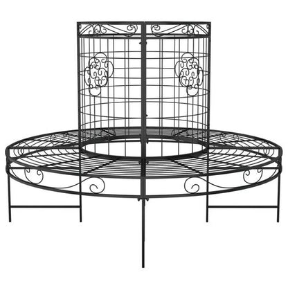 Round Tree Bench Ø137 cm Black Steel