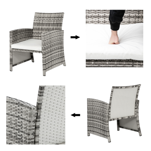 5pcs 2 Chairs 2 Footstools 1 Coffee Table Combination Sofa Gray Gradient