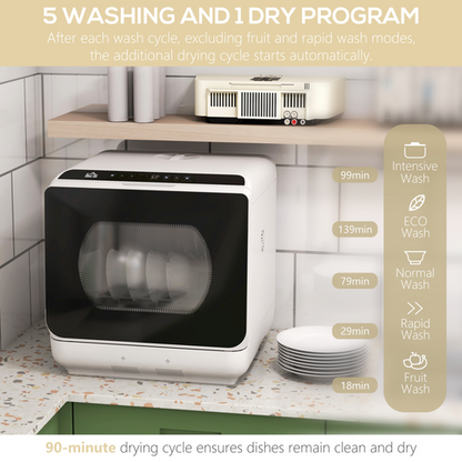 HOMCOM Table Top Dishwasher w/ 4 Place Settings 6 Programs Fruit Wash Mode
